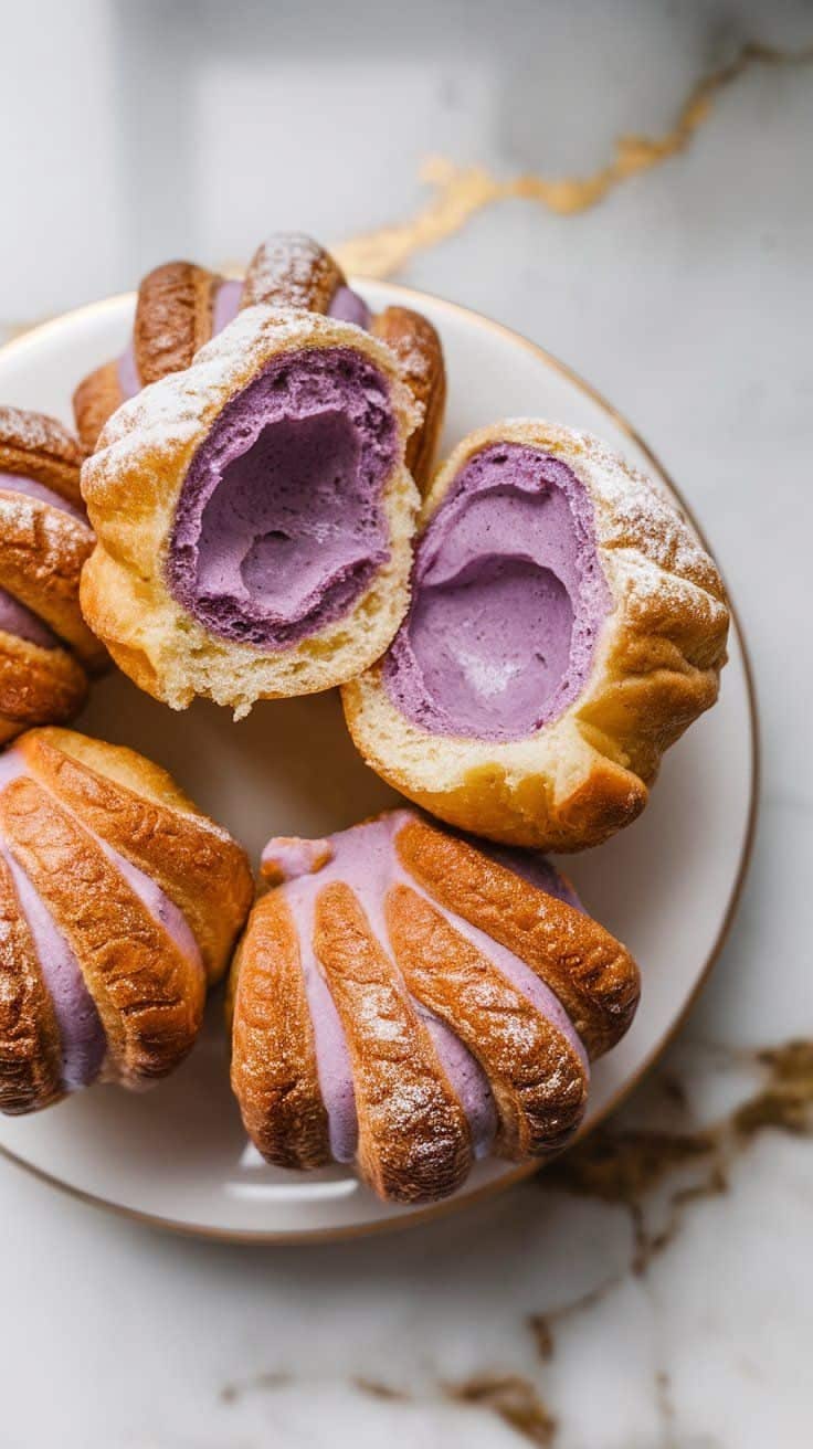Cream puffs made with ube
